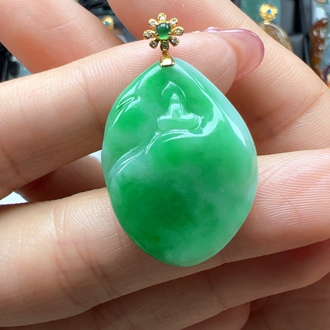 翡翠颈饰18K金镶嵌悟道