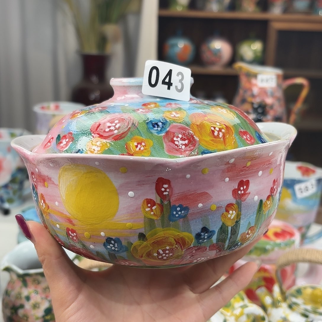 瓷片景德镇手绘高温釉下彩陶瓷茶具