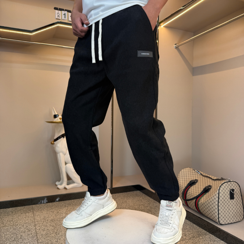 25年简约风秋冬款男裤潮流束脚裤加绒男士休闲裤ad118