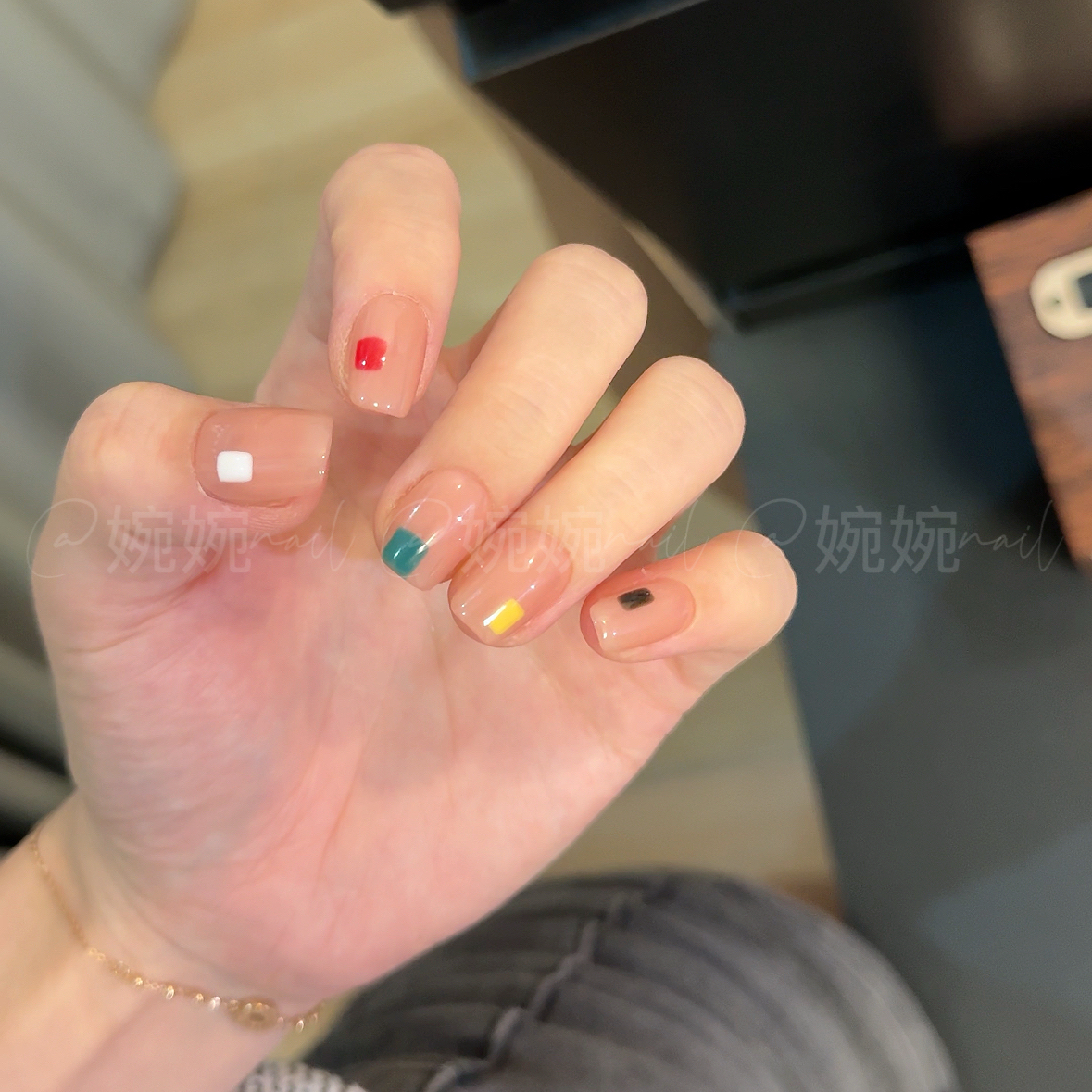 【几何方格】纯手工手绘多色方块简约百搭设计穿戴甲