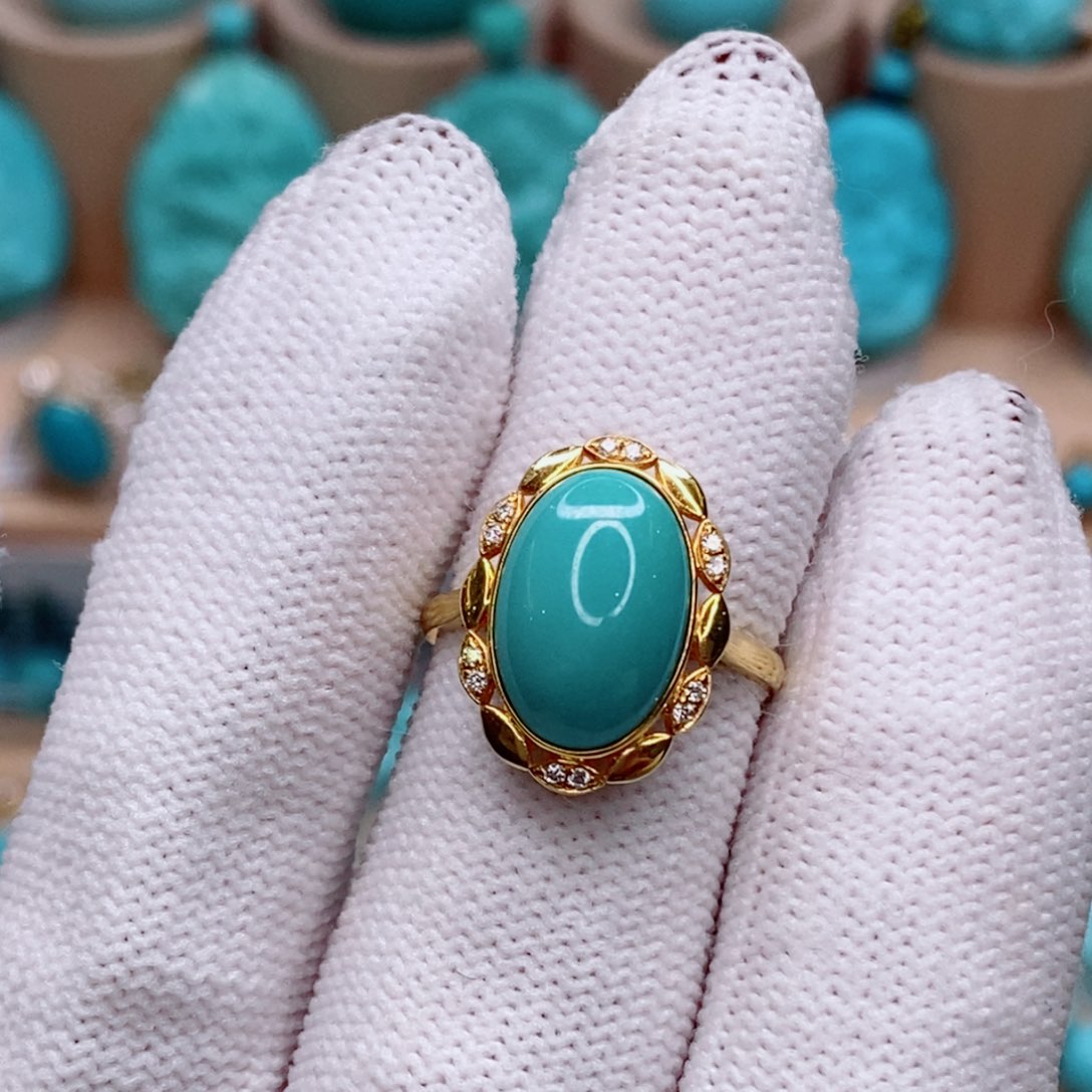 绿松石18K金镶嵌珠宝奇石