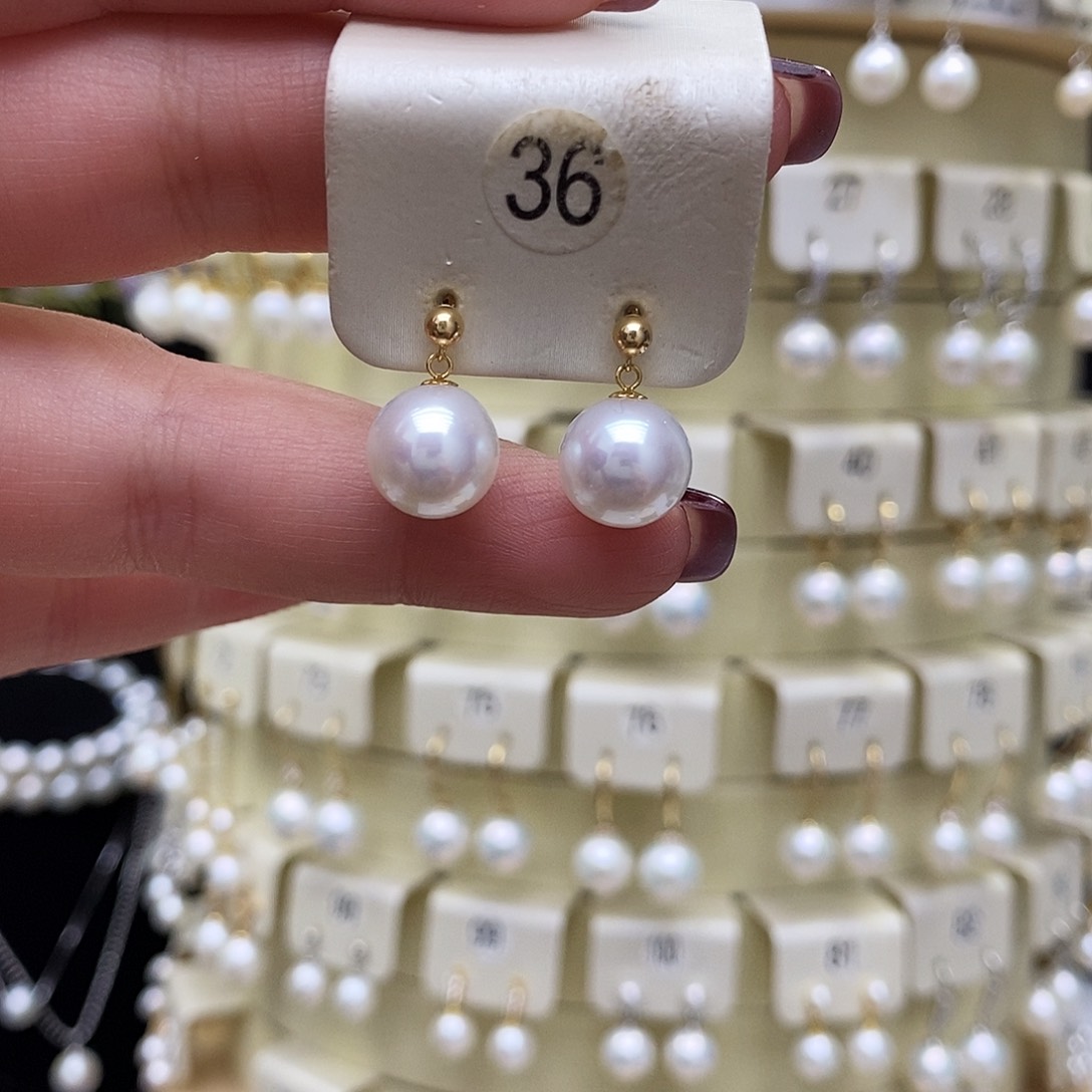 淡水珍珠耳饰18K金镶嵌