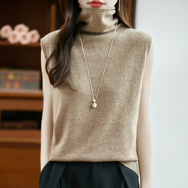 【内搭神器】一线成衣100羊毛衫堆堆领无袖打底衫经典款女士百搭