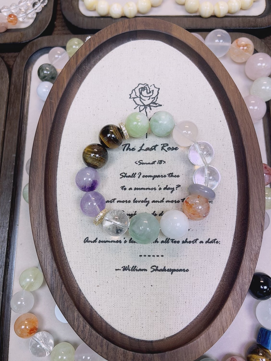 【白水晶+紫水晶+青提奶盖】一朵珠Diy原创天然水晶【多宝手串】保真