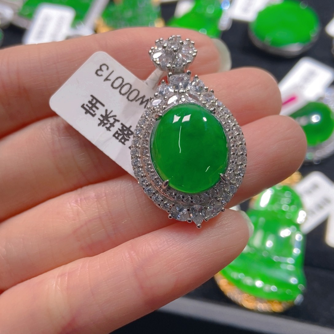 翡翠吊坠(不含链)银S925镶嵌