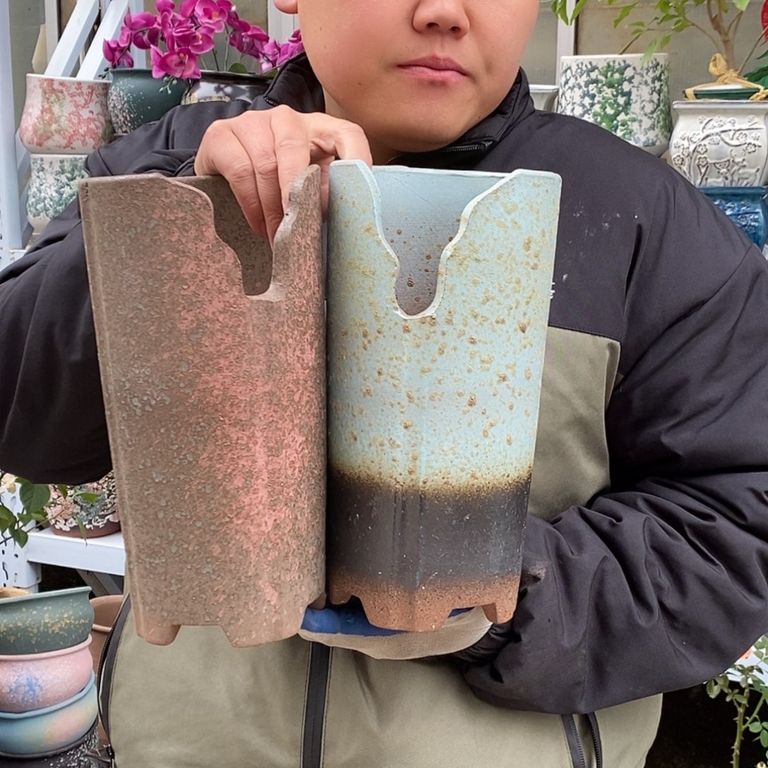 紫砂花盆口14高28福利俩个