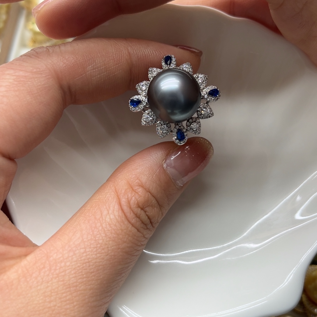 海水珍珠戒指银S925镶嵌