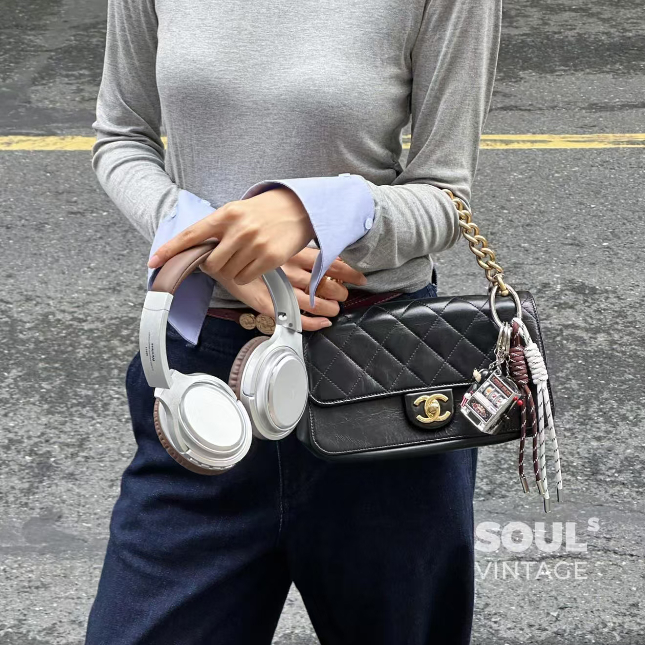 95新 Chanel/香奈儿 黑金 油腊牛大都会小号/624069339