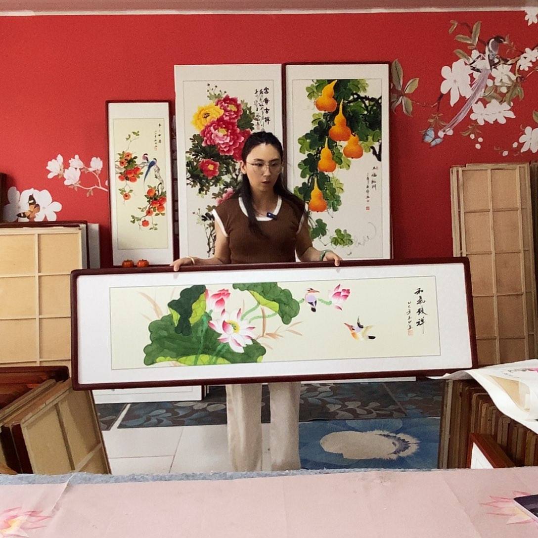 国画手写手绘国画作品47✖️162带框包邮