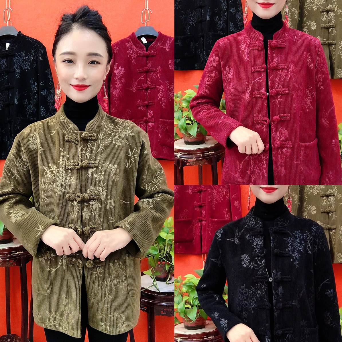 （加绒）新款雪尼尔秋冬加绒中老年加绒保暖妈妈衫