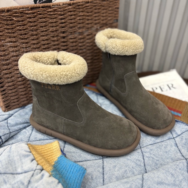 小雨家【韩版】冬季时尚百搭平底内拉链大棉保暖洋气雪地靴棉鞋