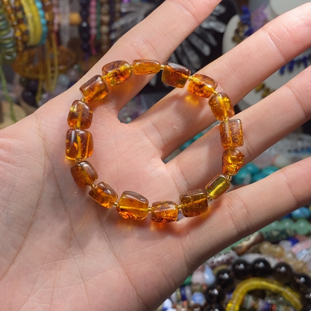 未镶嵌，天然花，珀随行8-10mm，石英质玉