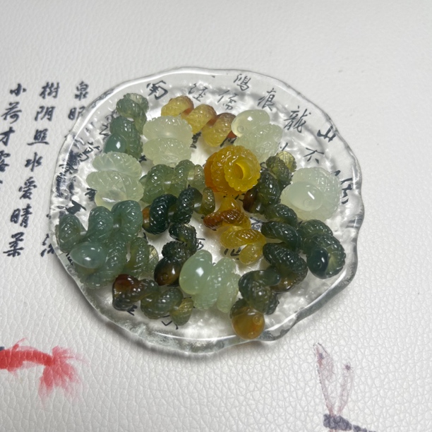 岫岩玉石手工小圈圈蛇纯手工雕刻的配饰戒指颜色随机发货一个单品