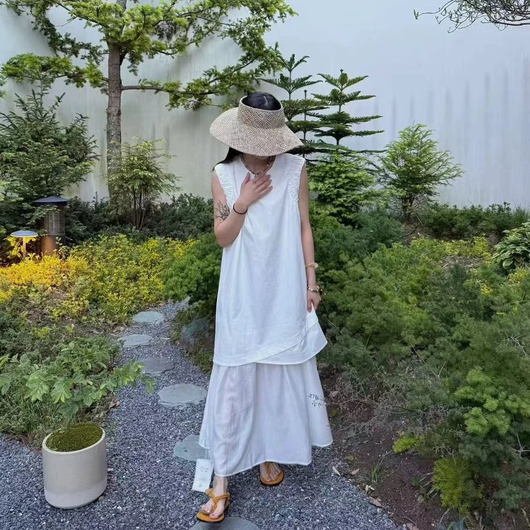 蛋娘专属——假两件背心宽松显瘦无袖长裙女