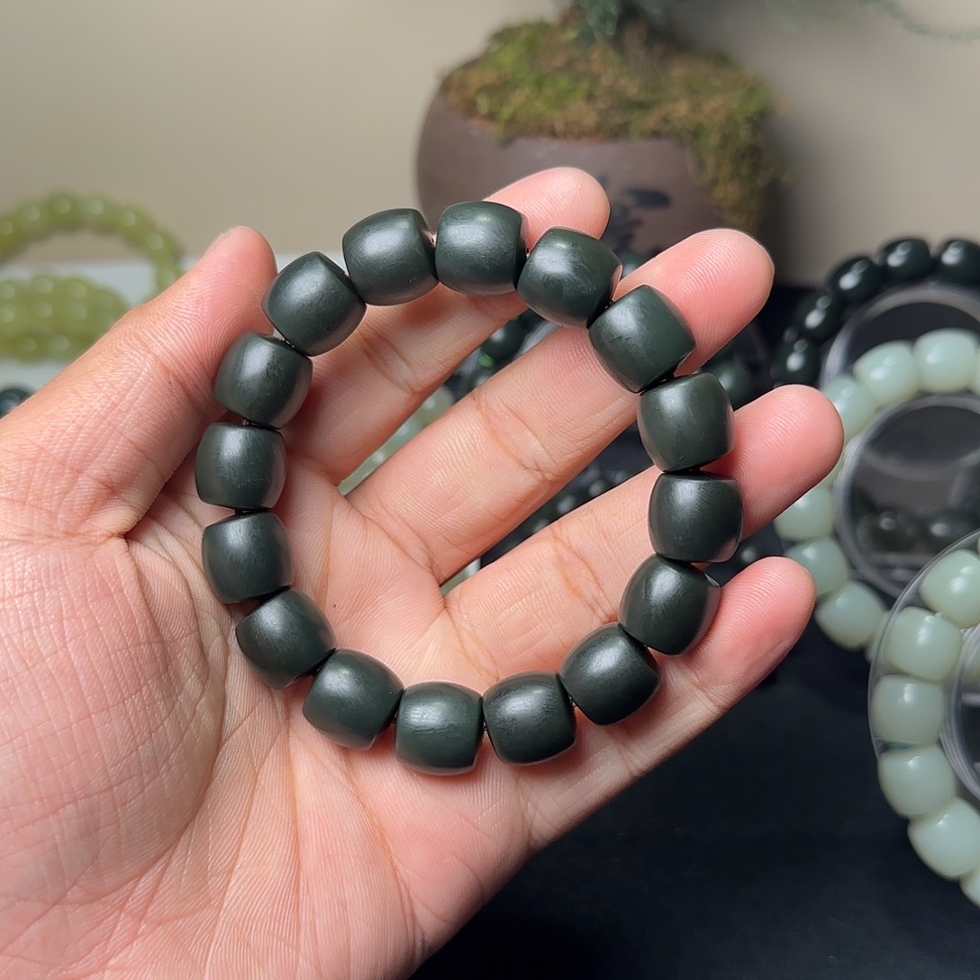 和田玉未镶嵌手串天然且末沙枣青卡14多样性拍一发一