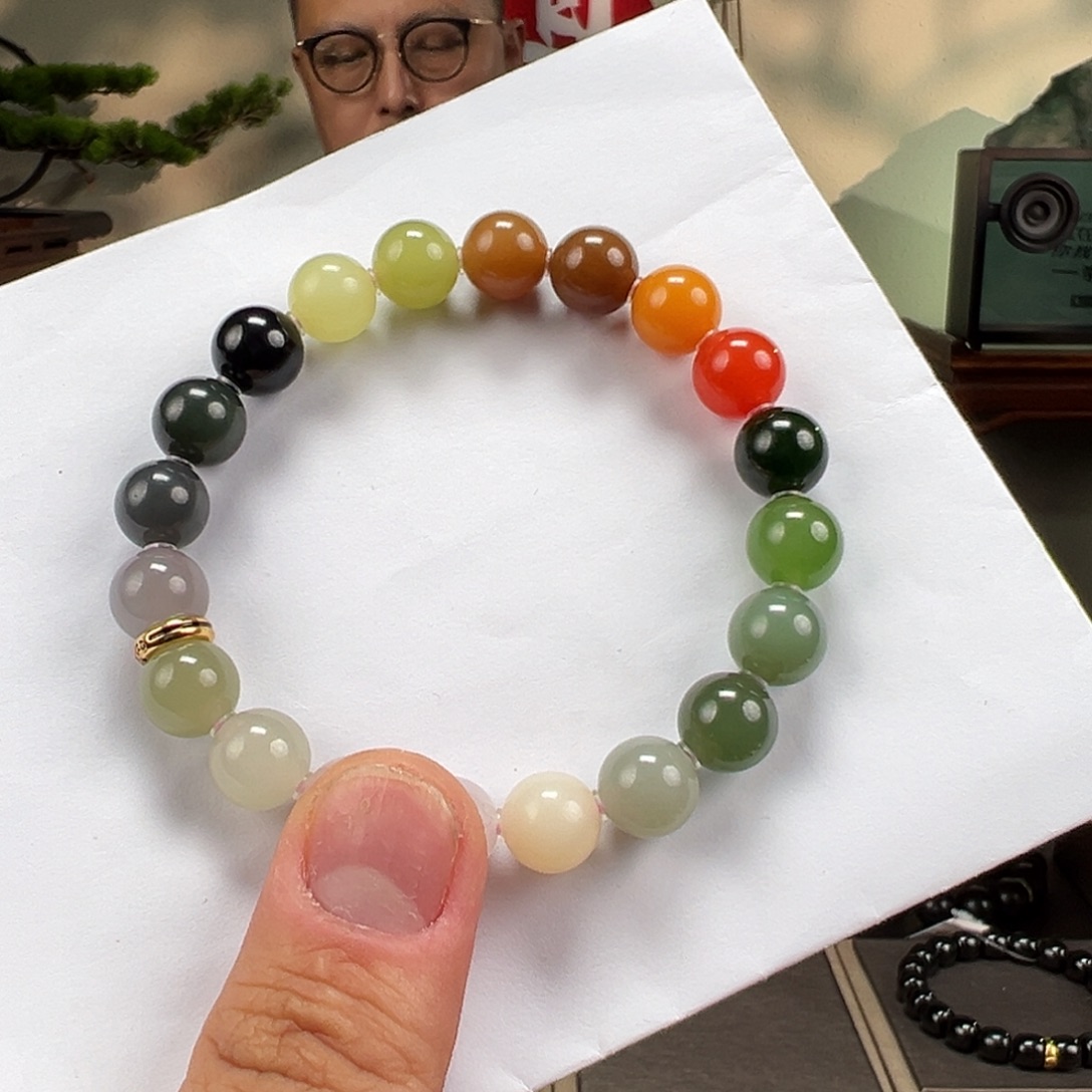 和田玉未镶嵌手链卡10mm藏物多宝