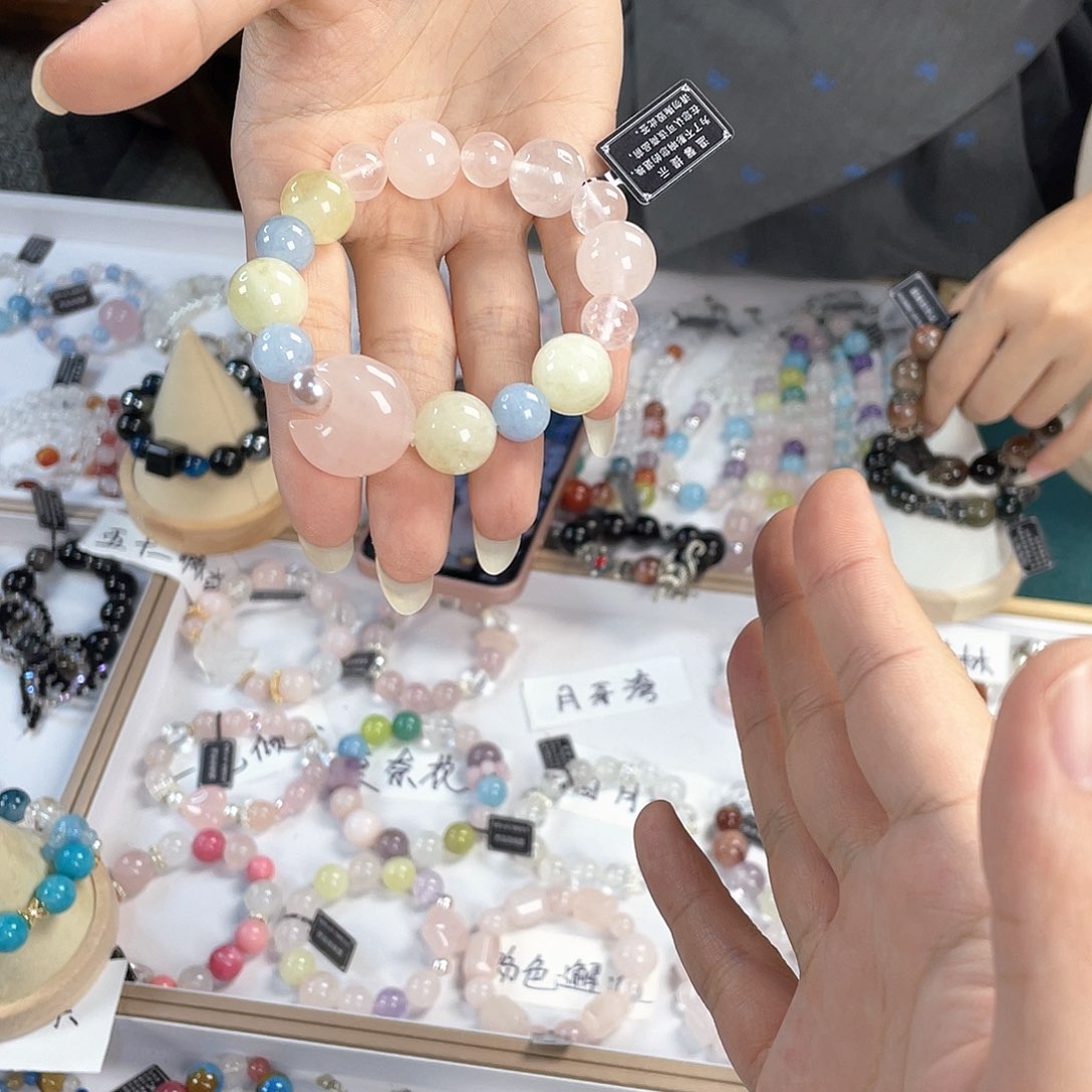 水晶手链银S925镀金镶嵌