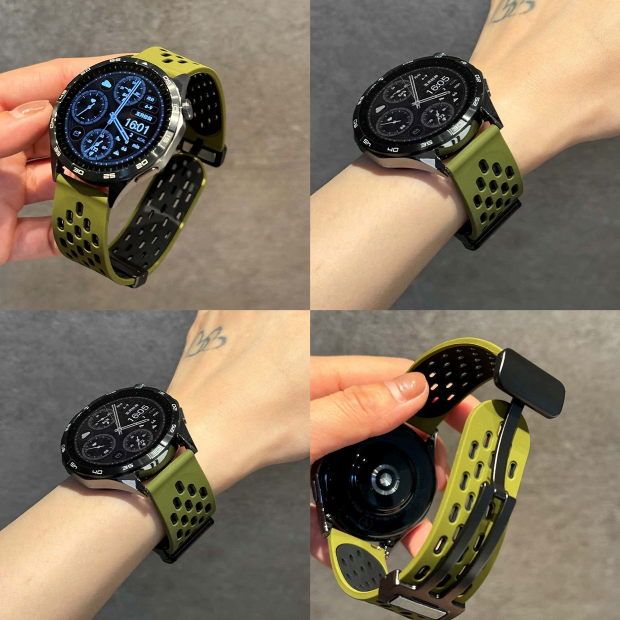 适用华为watchGT4双色洞洞透气gt5pro折叠磁吸表带华为通用