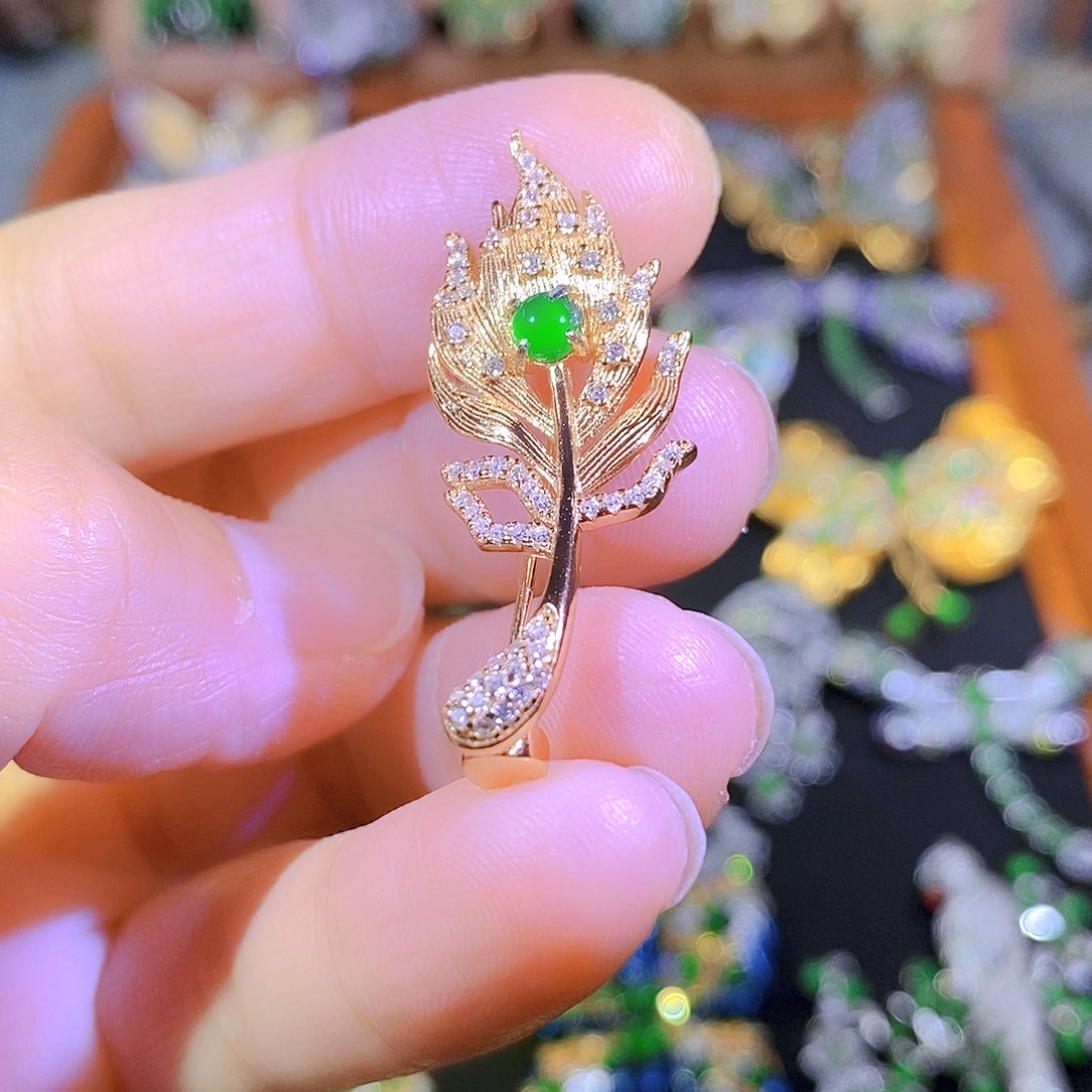 吊坠(不含链)银S925镶嵌翡翠