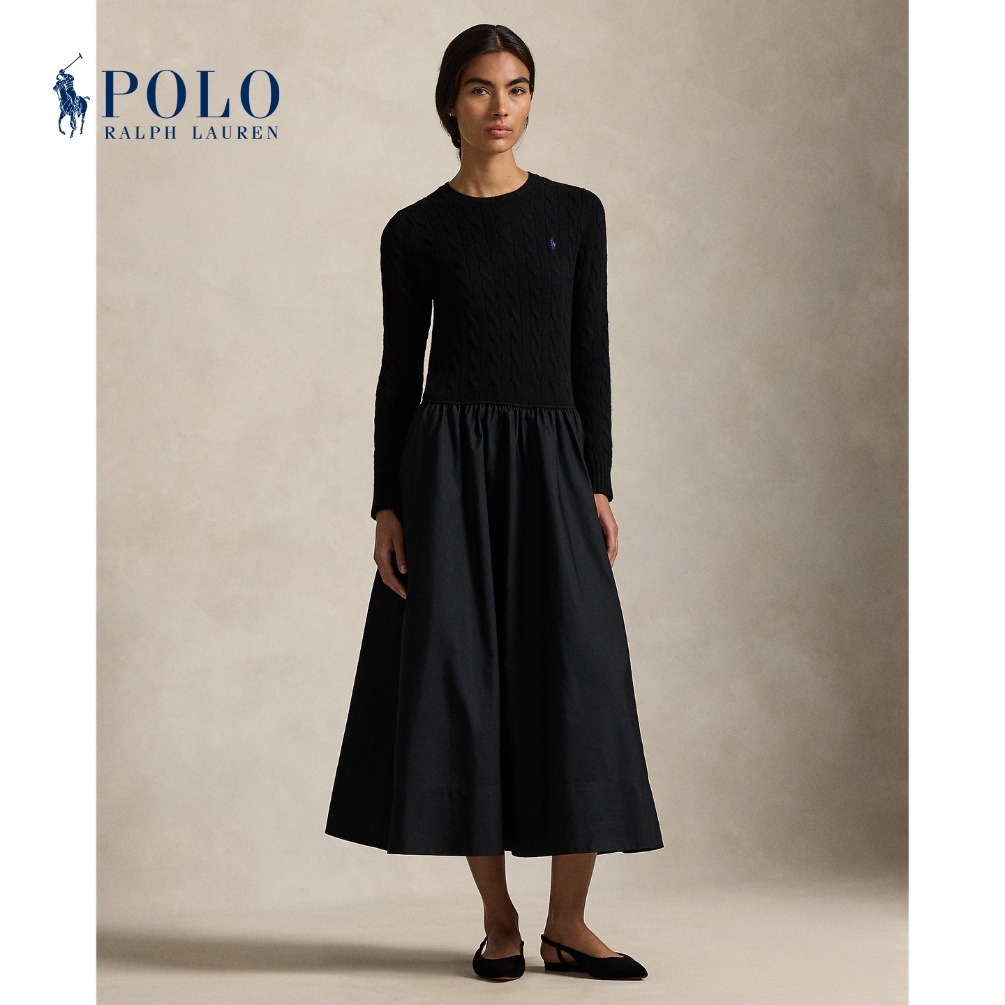 Ralph Lauren/拉夫劳伦女装 25年冬季绞花毛衫式连衣裙RL27291
