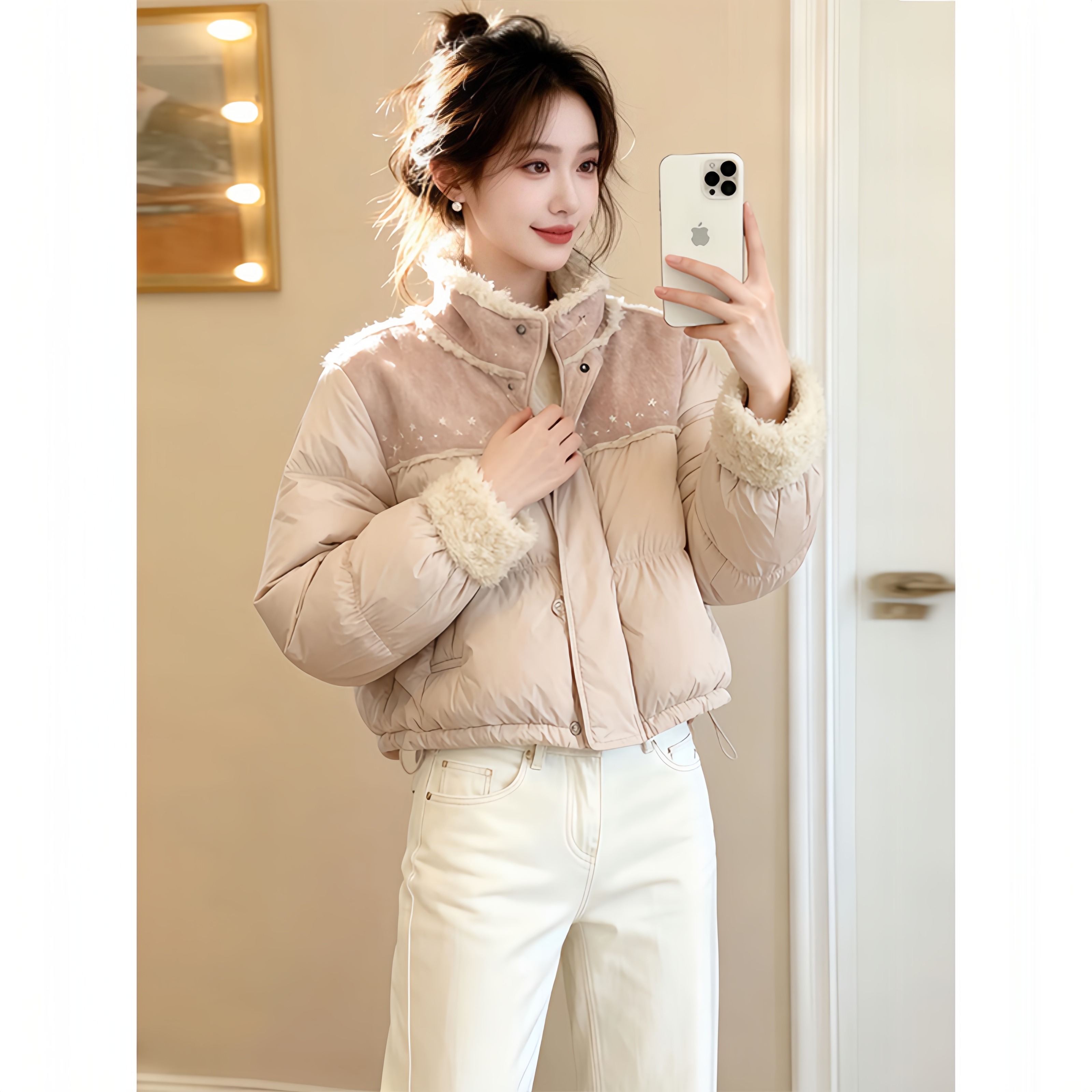 SHALLDOER【檀香琥珀】高级感棉服女冬季宽松设计感甜美风显瘦外套