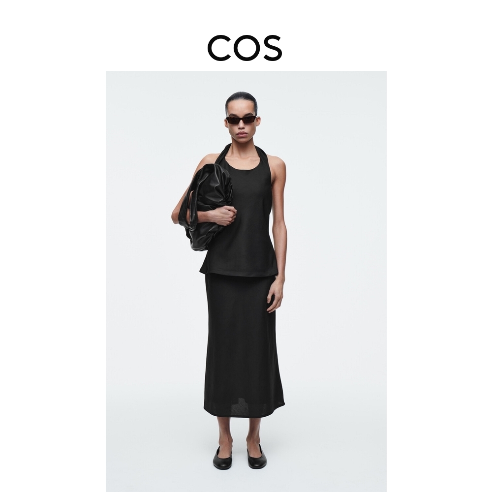 COS女装 标准版型混纺直筒半身裙黑色2025夏季新品1281691006
