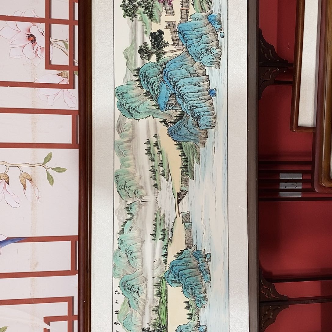 国画带框尺寸47✖️163手绘包邮