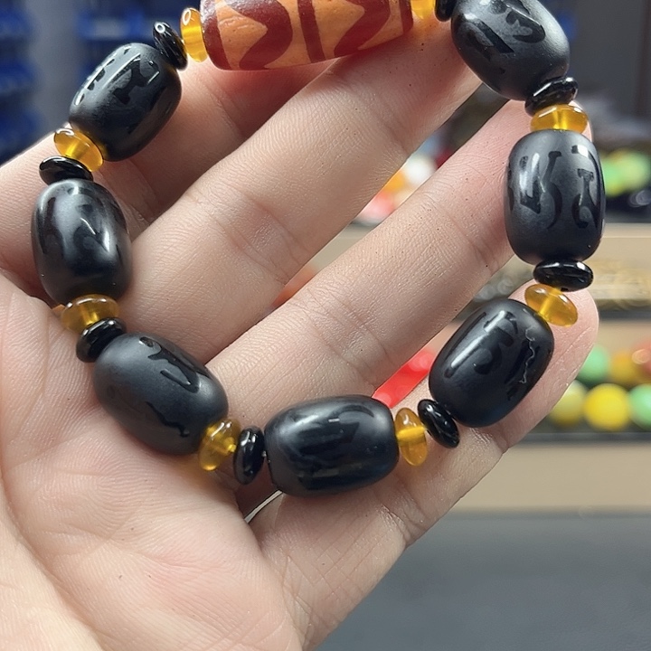 手链玛瑙未镶嵌T20黑灵芝双牙