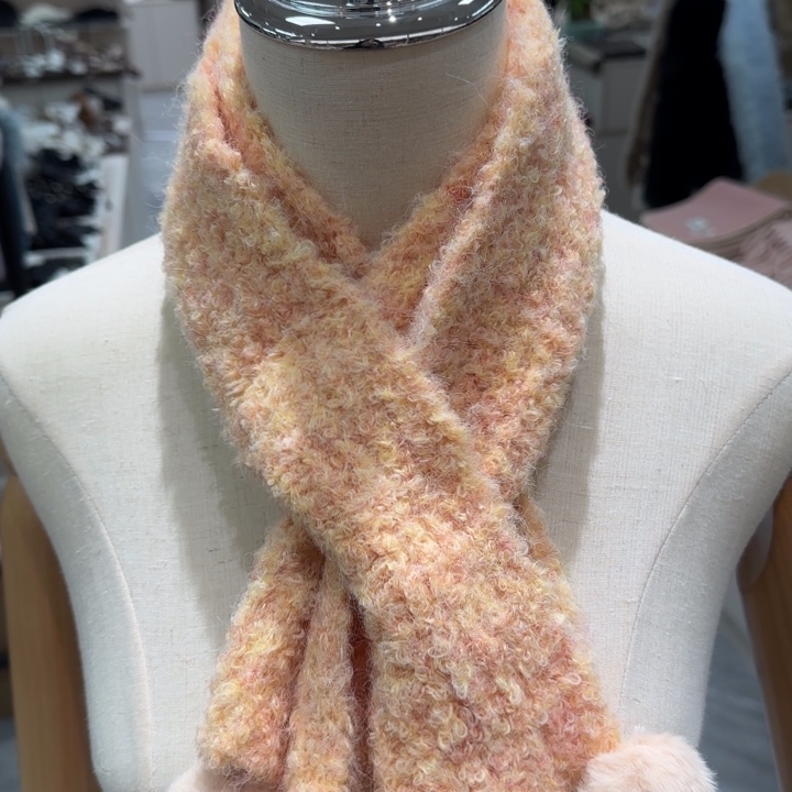 美丽诺羊毛围巾黄红花