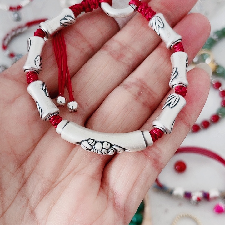 珐琅吊坠足银竹节皮休