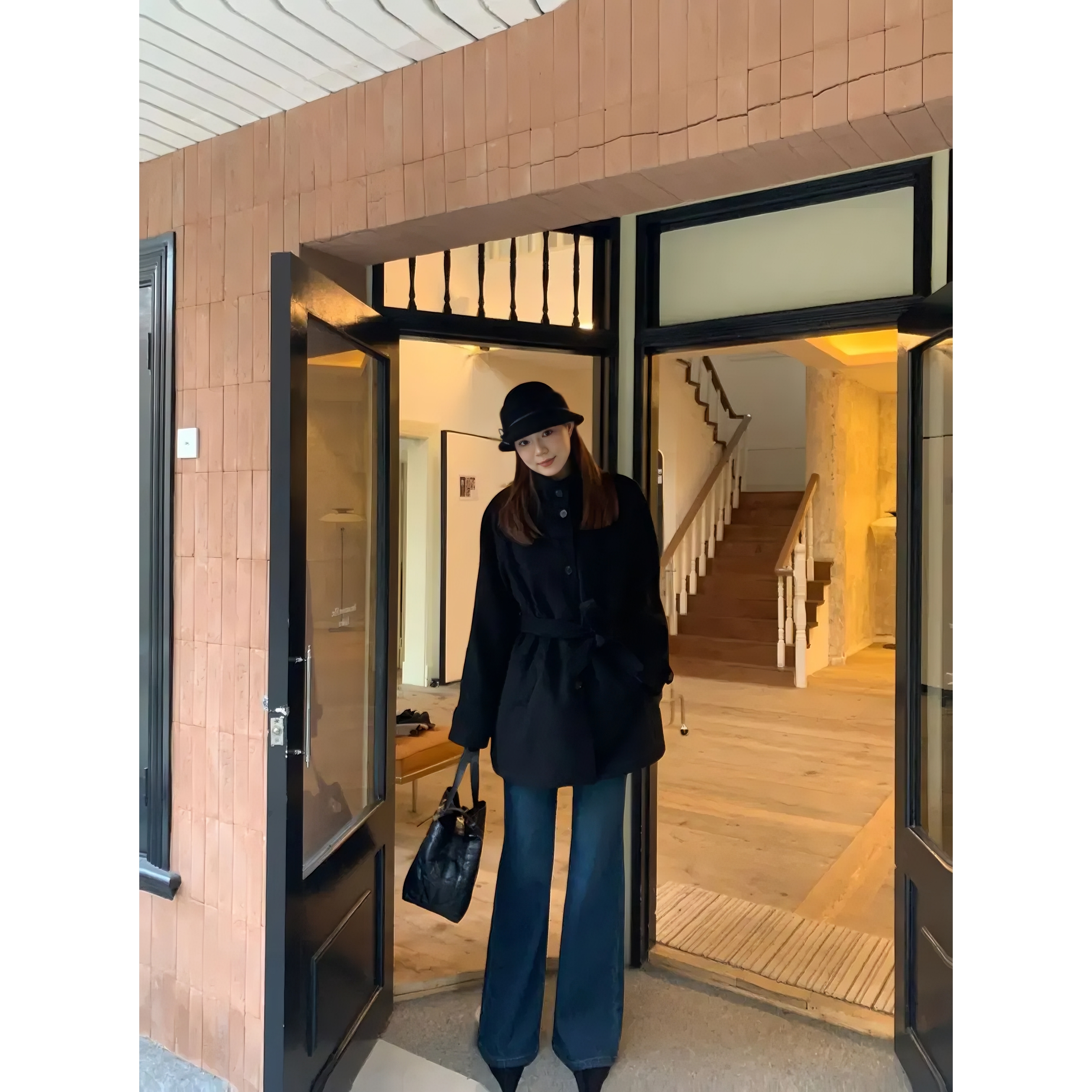 【气质英伦】加长新国标 90白鸭绒立领系带收腰气质毛呢外套25442