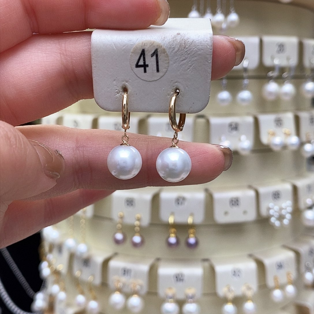 淡水珍珠耳饰18K金镶嵌