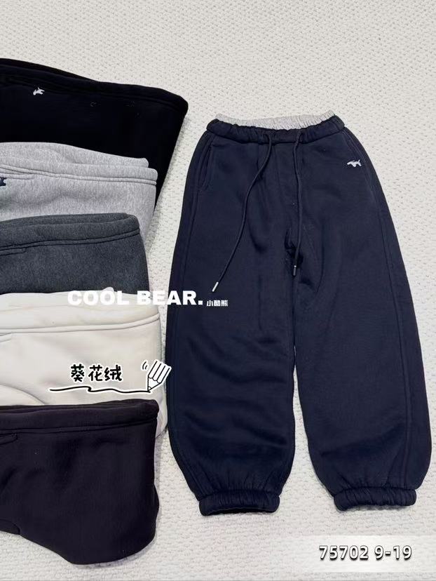 XKX-79702 儿童冬季保暖葵花绒针织收脚卫裤中大童加厚裤子