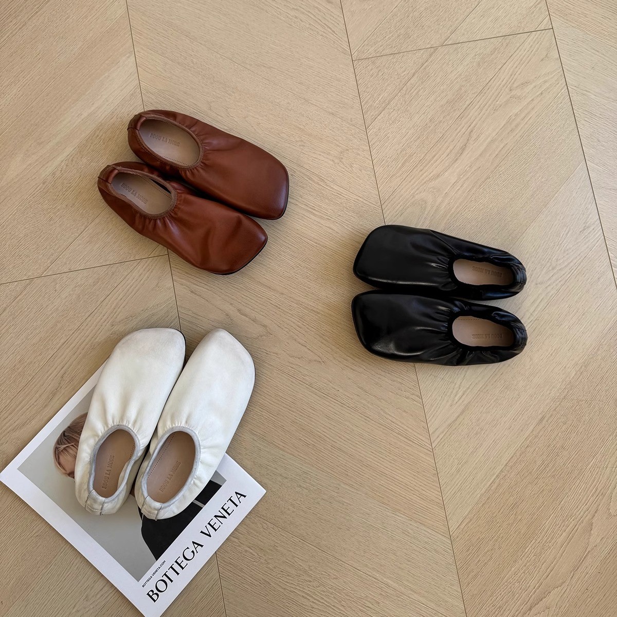 【水洗工艺】复古褶皱感懒人深口单鞋