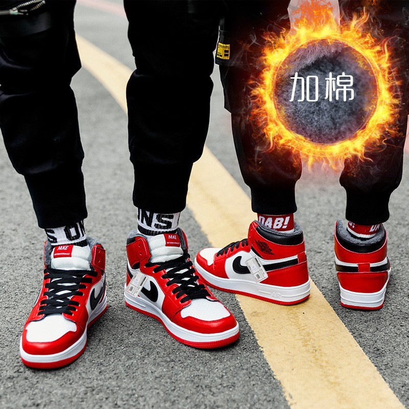 莆田aj男鞋冬季加绒高帮板鞋情侣运动休闲鞋空军一号加棉保暖潮鞋