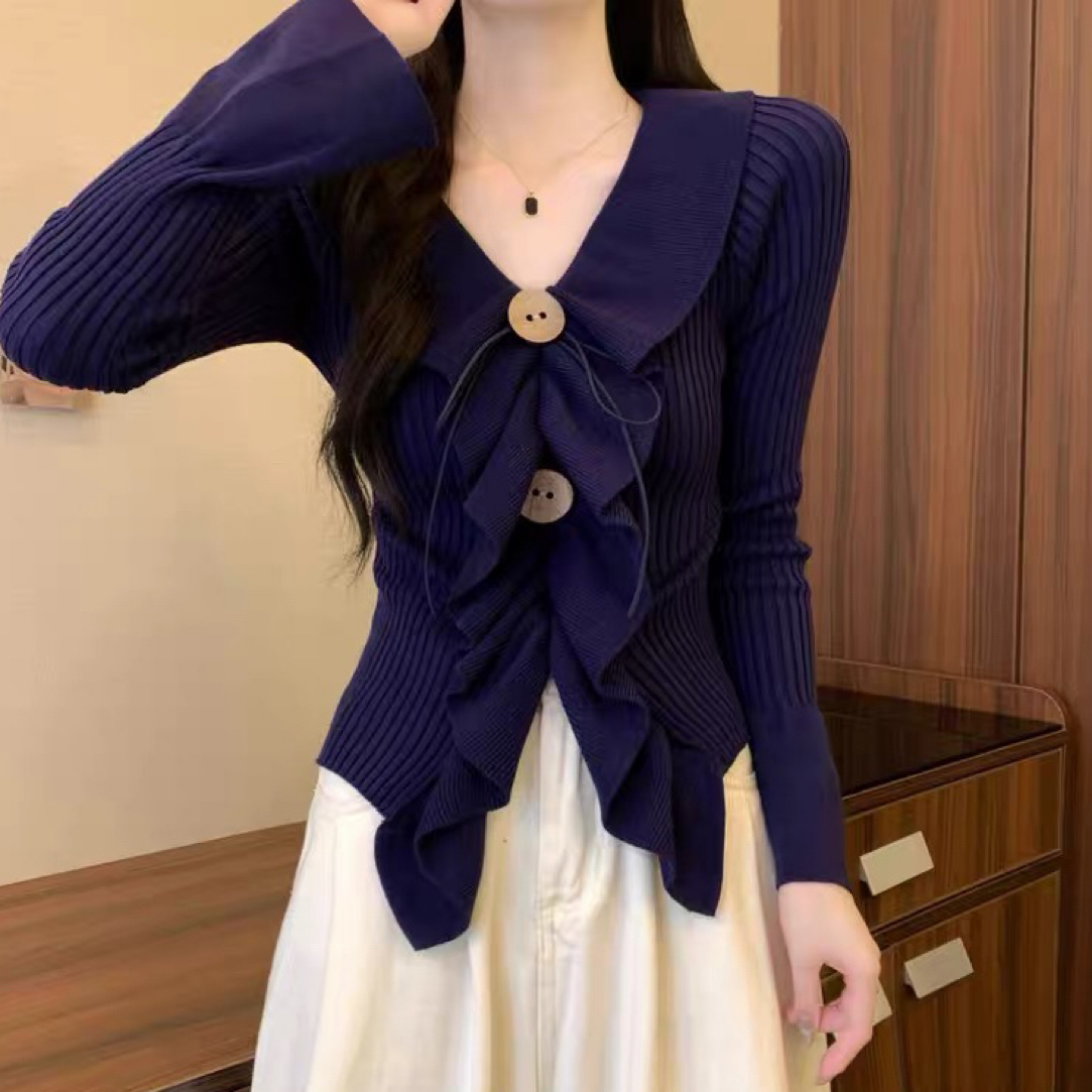 【张大漂亮】荷叶边打底衫T恤6860