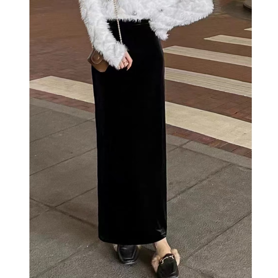 『 丝绒设计J』显瘦时尚韩版设计款百搭休闲半身裙7399