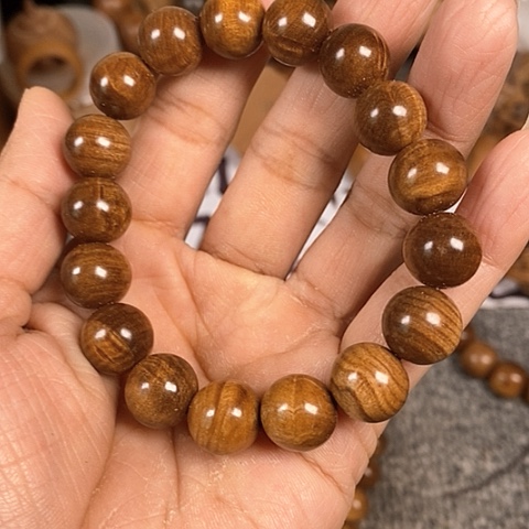 檀香木手串/手链老山檀香黑虎闪电波纹1.2沉水