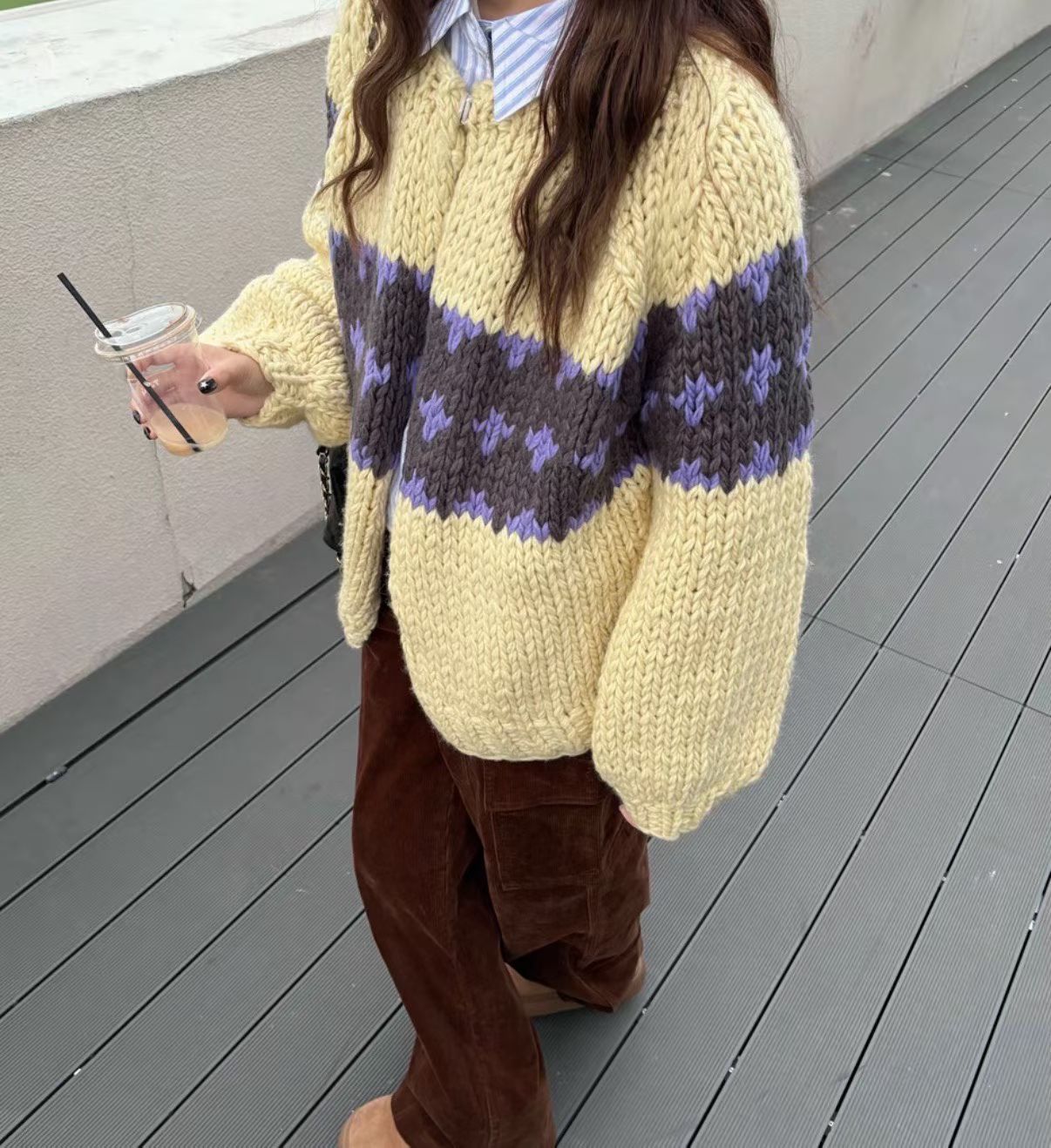 编码对应【520--600】2025秋冬新款韩系时尚百搭针织毛衣开衫慵懒款