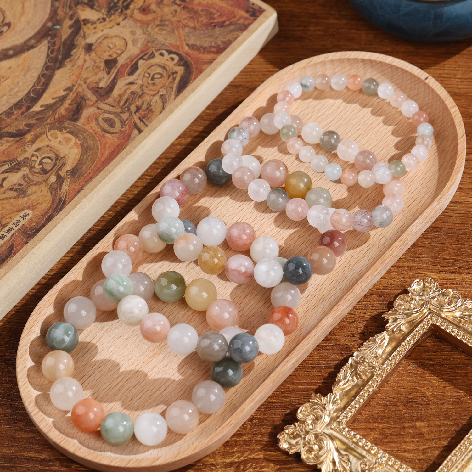 【雯雯】天然水晶彩兔毛单圈手链女生闺蜜生日礼物小众轻奢女W2-172