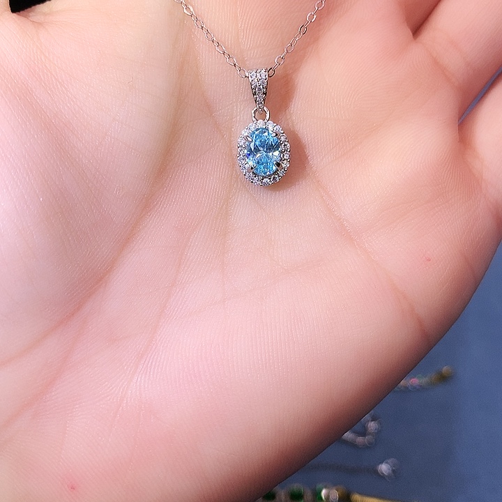 海蓝宝石吊坠(赠链)银S925镶嵌