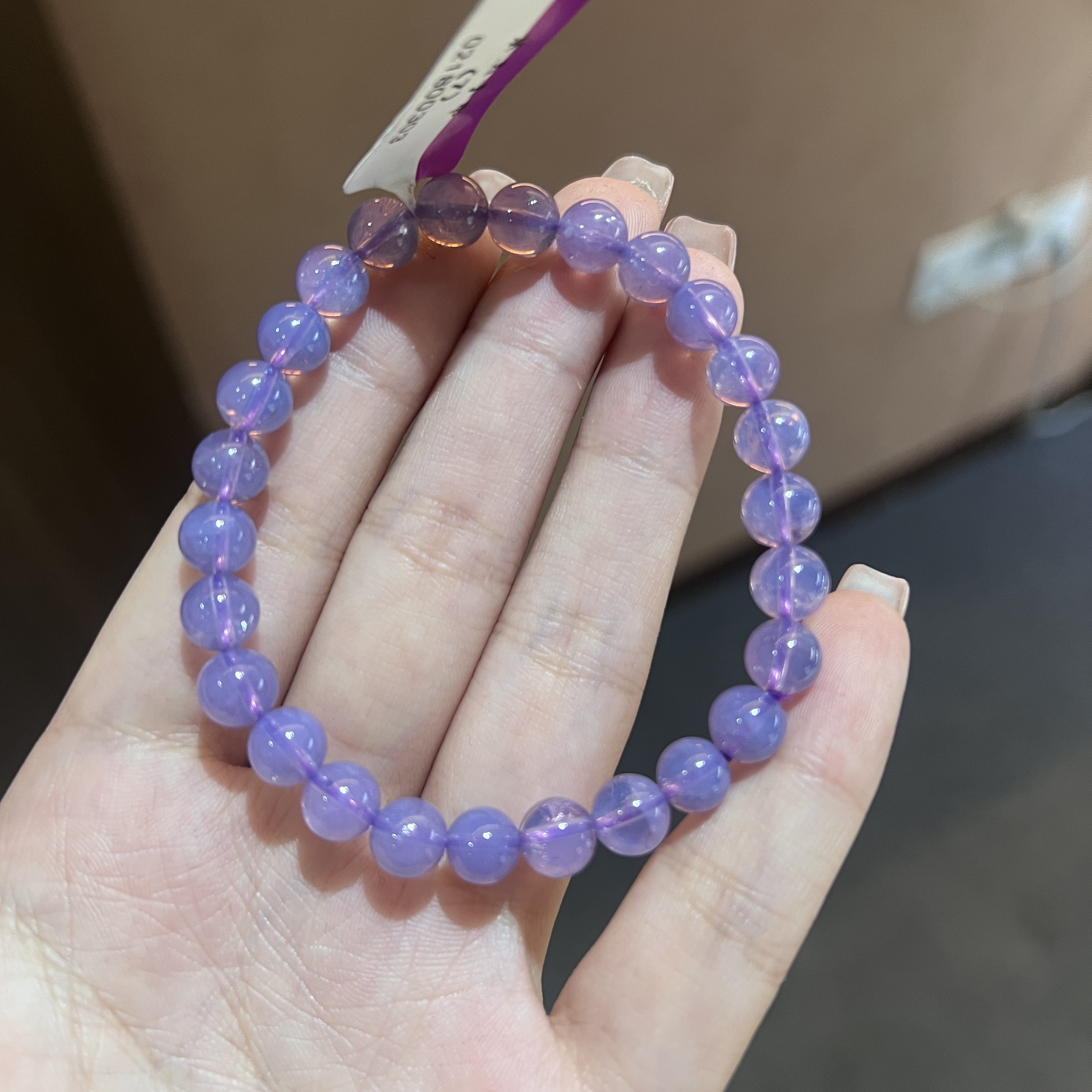 壹加田田|手工设计紫玉晶素圈手串多样性发一7mm