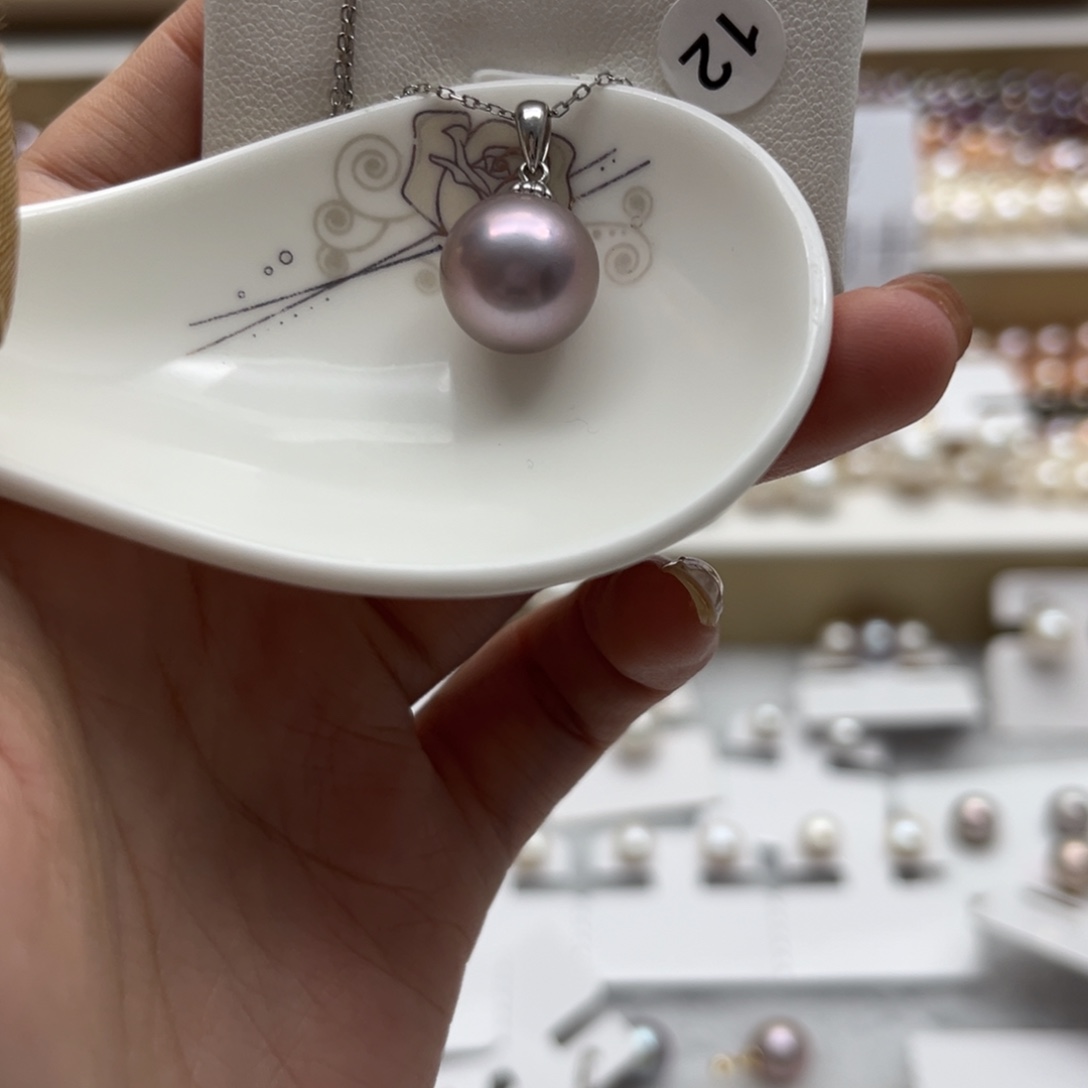 淡水珍珠银S925镶嵌吊坠(赠链)