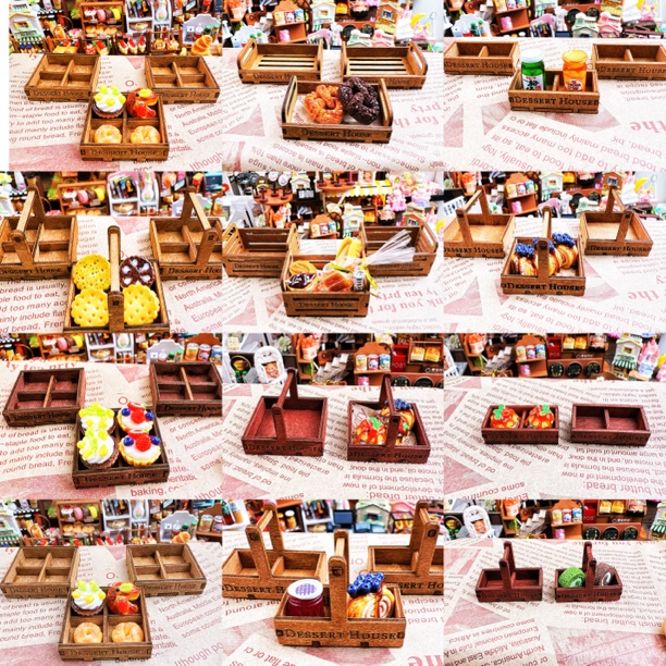 【木质提篮面包筐系列款】迷你简欧中式娃娃屋家具系列袖珍2单包邮