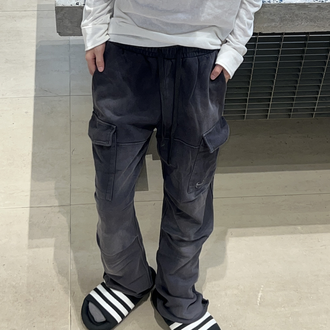 seven7studios刀割裤脚水洗工装卫裤男女款
