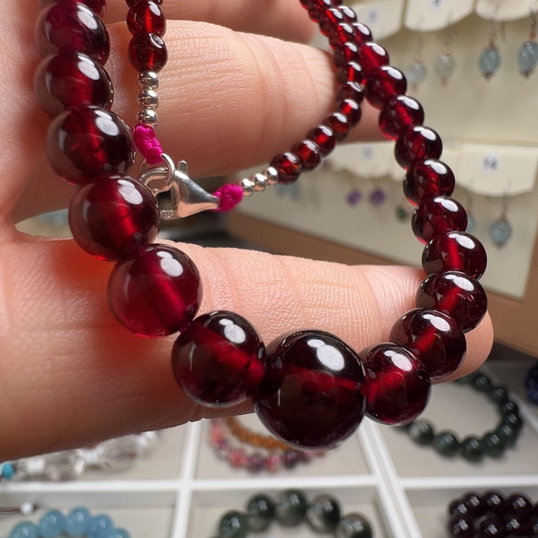 银S925镶嵌颈饰石榴石天然石榴石