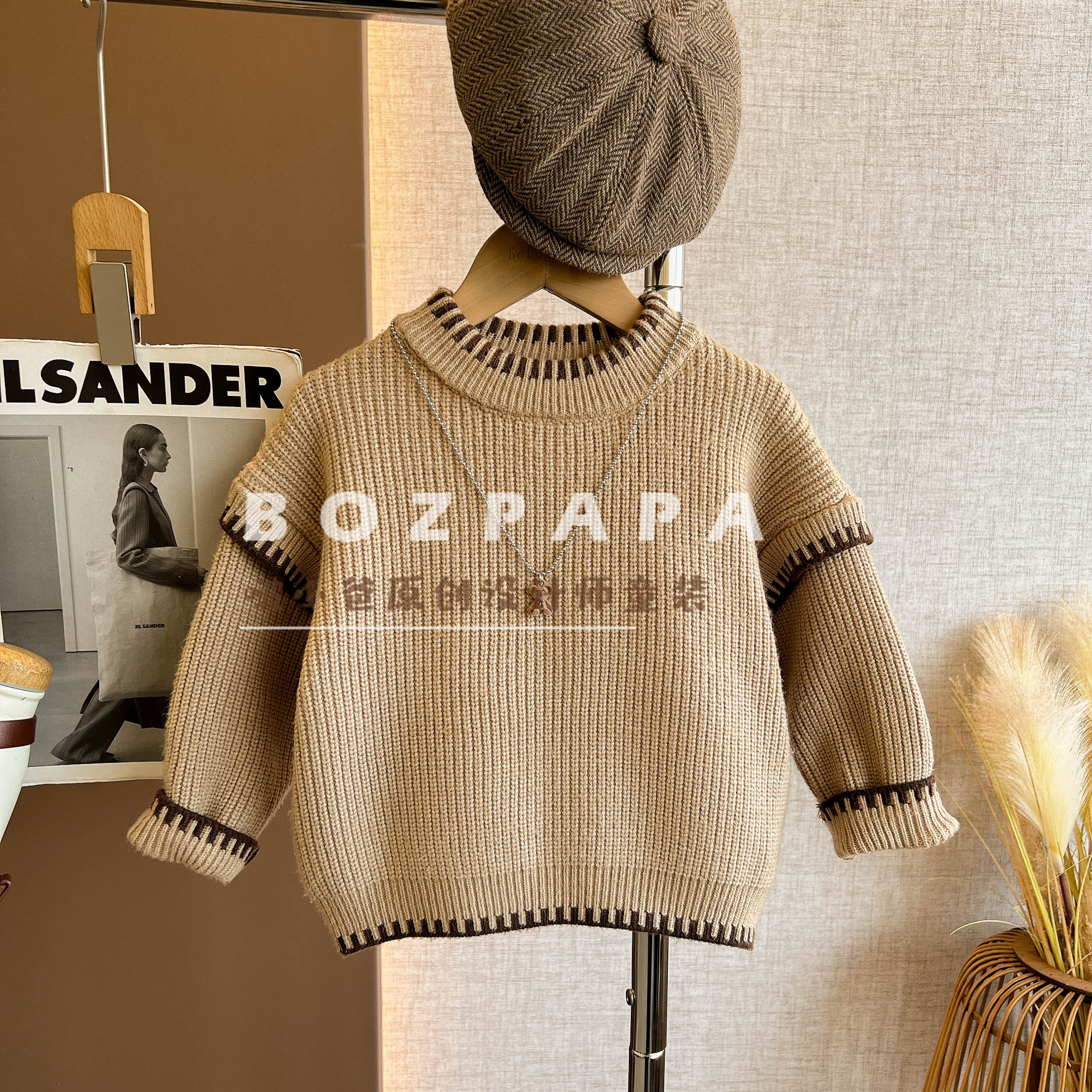 啵小爸【松茶可可】2025冬季新款男宝韩系百搭儿童洋气设计感毛衣冬