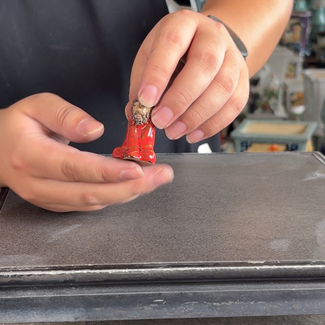 。一风堂石湾花盆 拇指达摩摆件