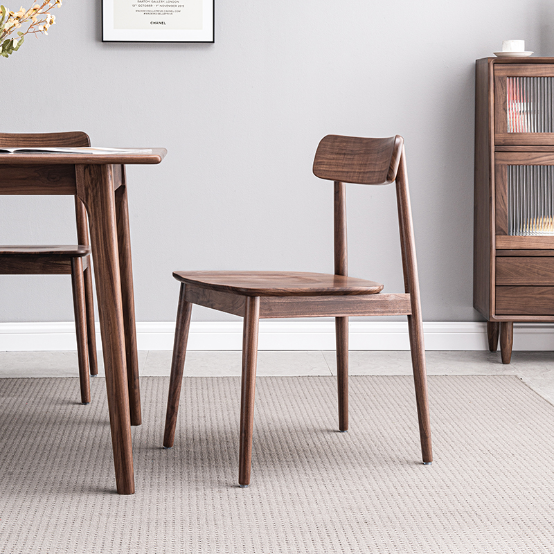 致典北美黑胡桃木餐椅北欧实木椅子现代简约家用书椅餐桌椅休闲椅