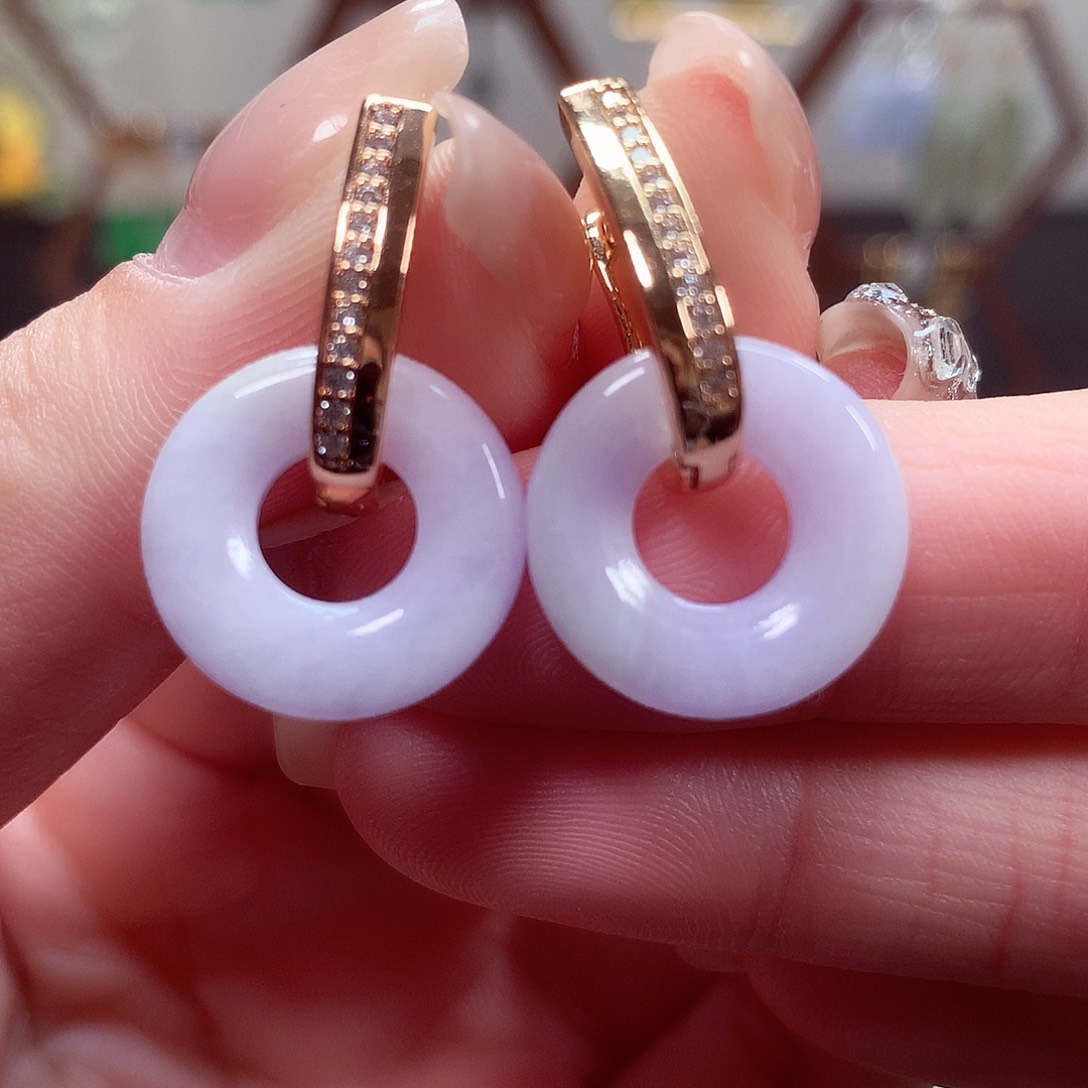 翡翠耳饰未镶嵌天然翡翠